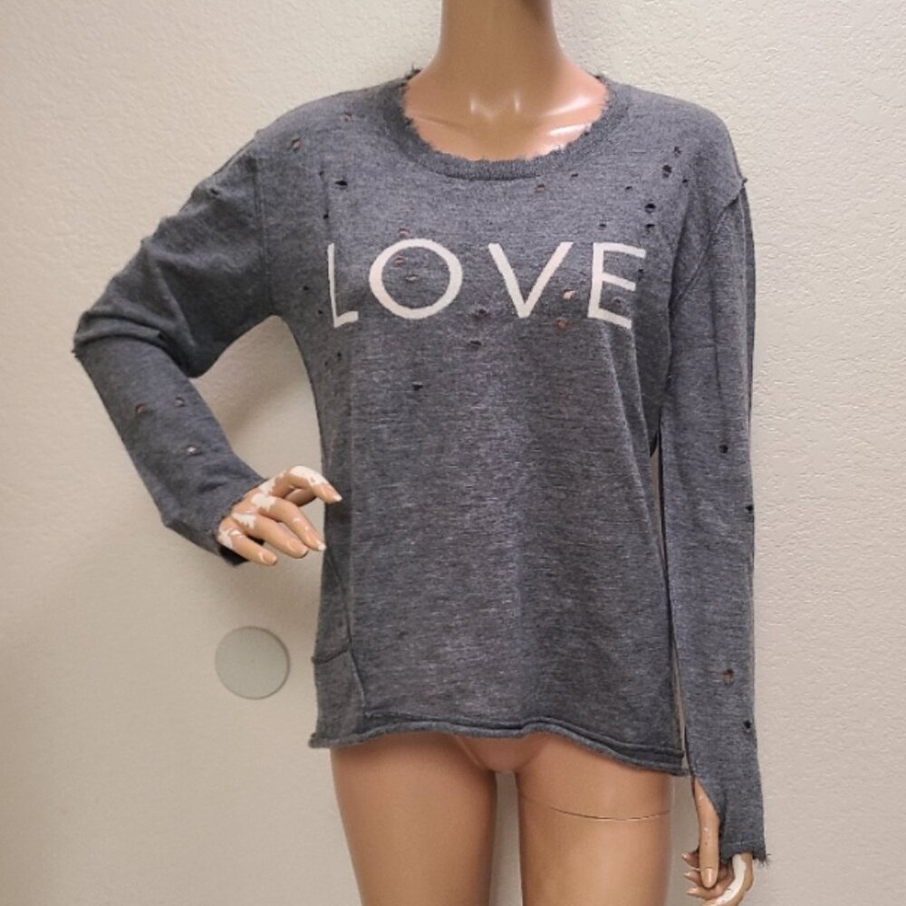 GENERATION LOVE 100% CASHMERE KNIT SWEATER PULLOVER JUMPER DISTRESSED sz S